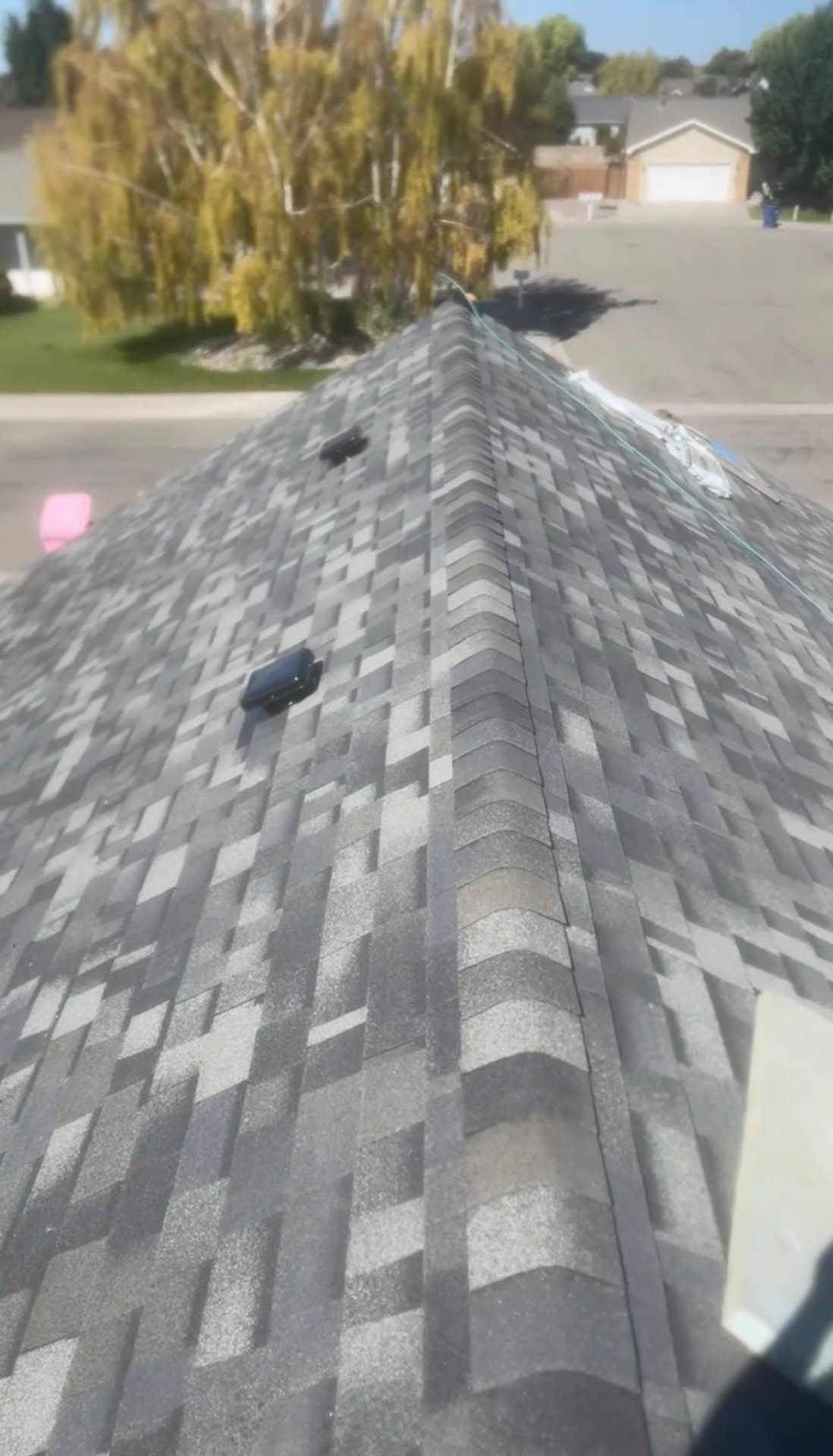 New architectural shingle roof ridge on a Twin Falls home