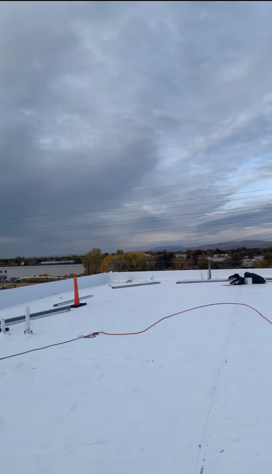 Completed white TPO flat roof on a commercial building in Twin Falls
